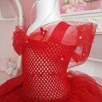 POSH DREAM Dress+ Crown+ Gloves Red Flower Girls Wedding Party Dresses Kids Girls Tulle Tutu Dresses